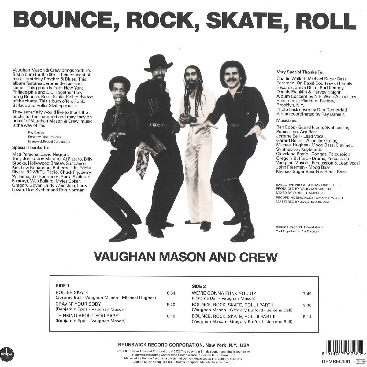 Vaughan Mason and Crew - Bounce, Rock, Skate, Roll / Demon Records  DEMREC681 - Vinyl