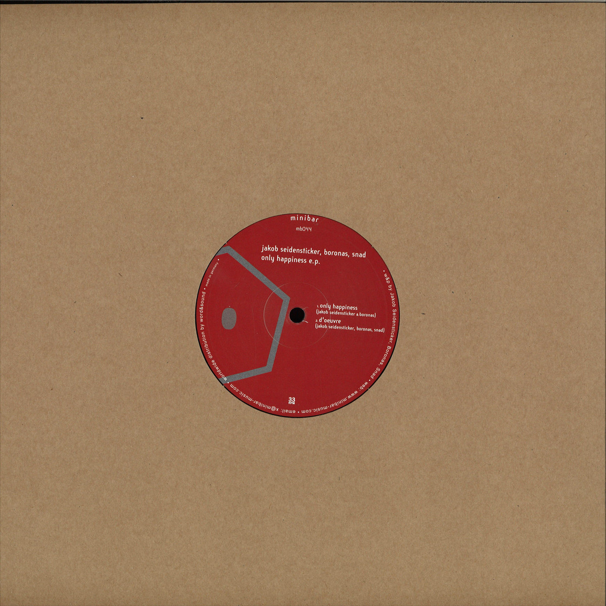 Jakob Seidensticker, Boronas & Snad - Only Happiness Ep / Minibar  MINIBAR044 - Vinyl