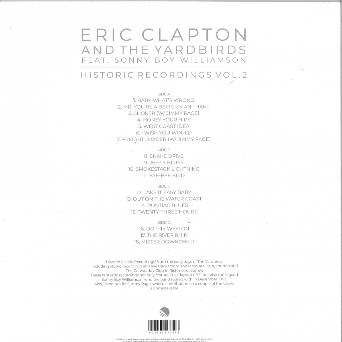 ERIC CLAPTON - HISTORIC RECORDINGS VOL.2 / Let Them Eat Vinyl LETV592LP -  Vinyl