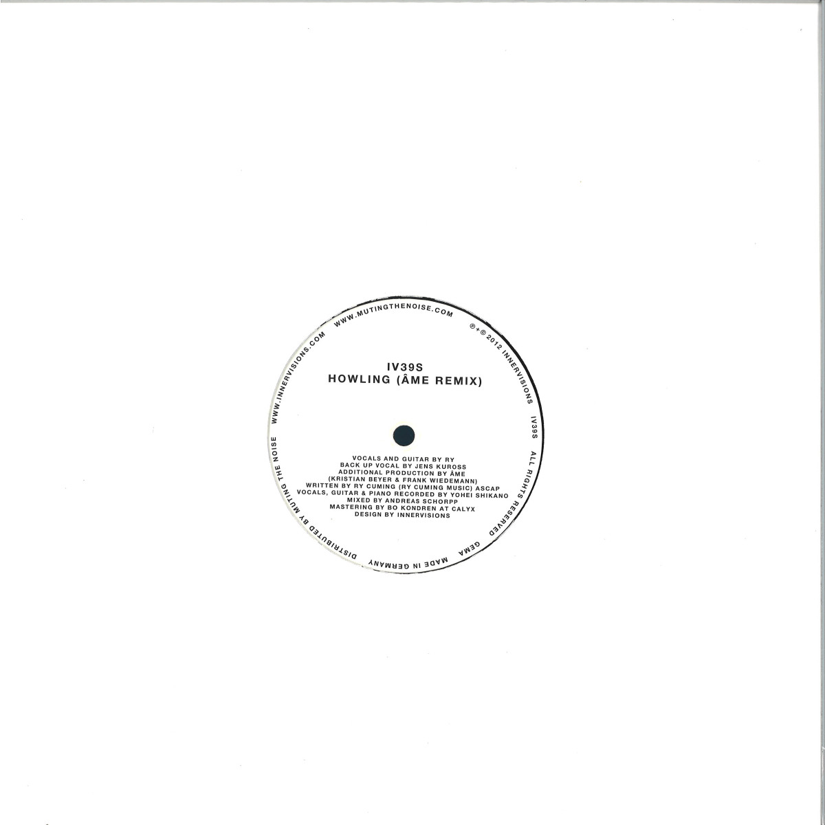 Ry / Frank Wiedemann - Howling (Ame Remix) / Innervisions IV39S - Vinyl