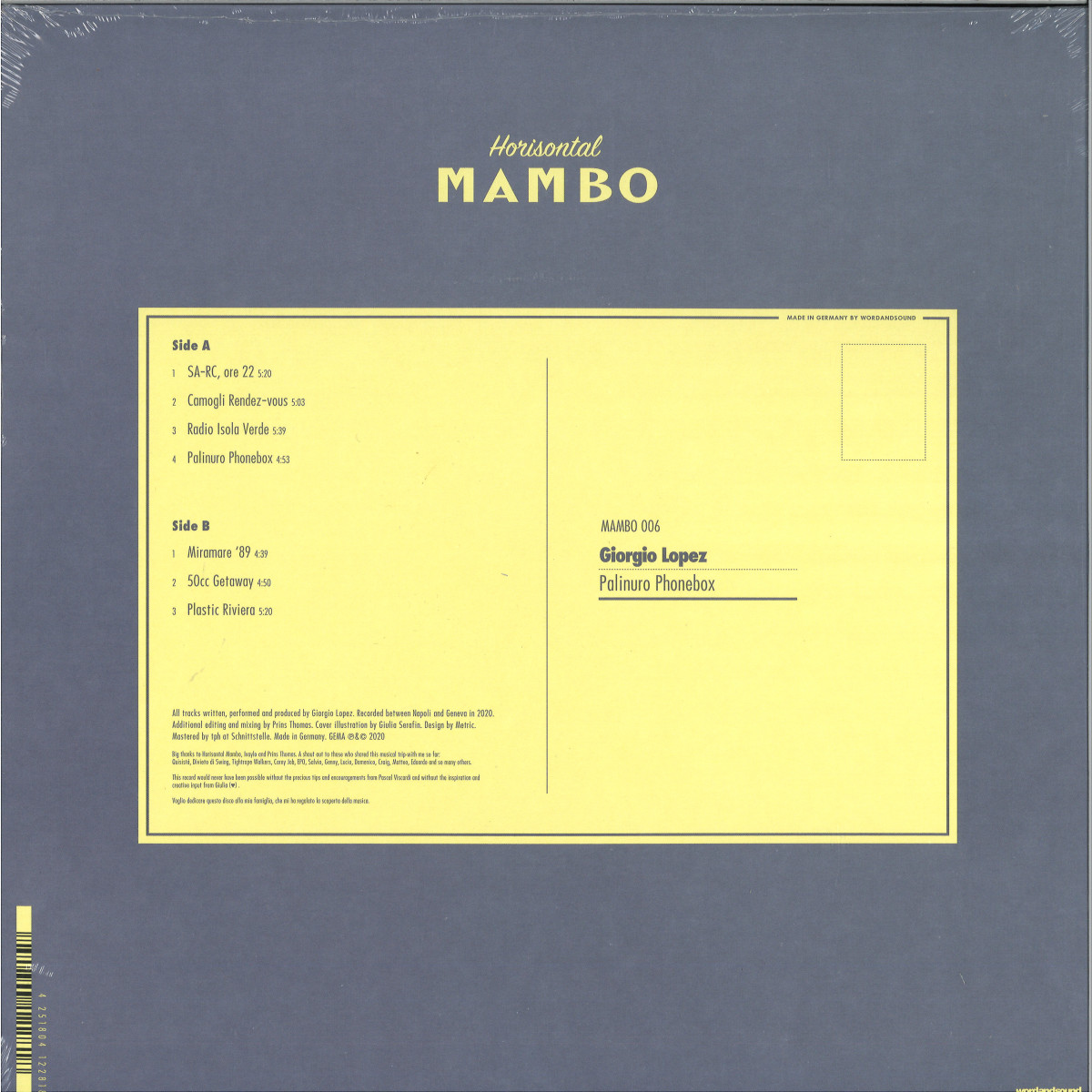 Giorgio Lopez - Palinuro Phonebox / Horisontal Mambo MAMBO006 - Vinyl
